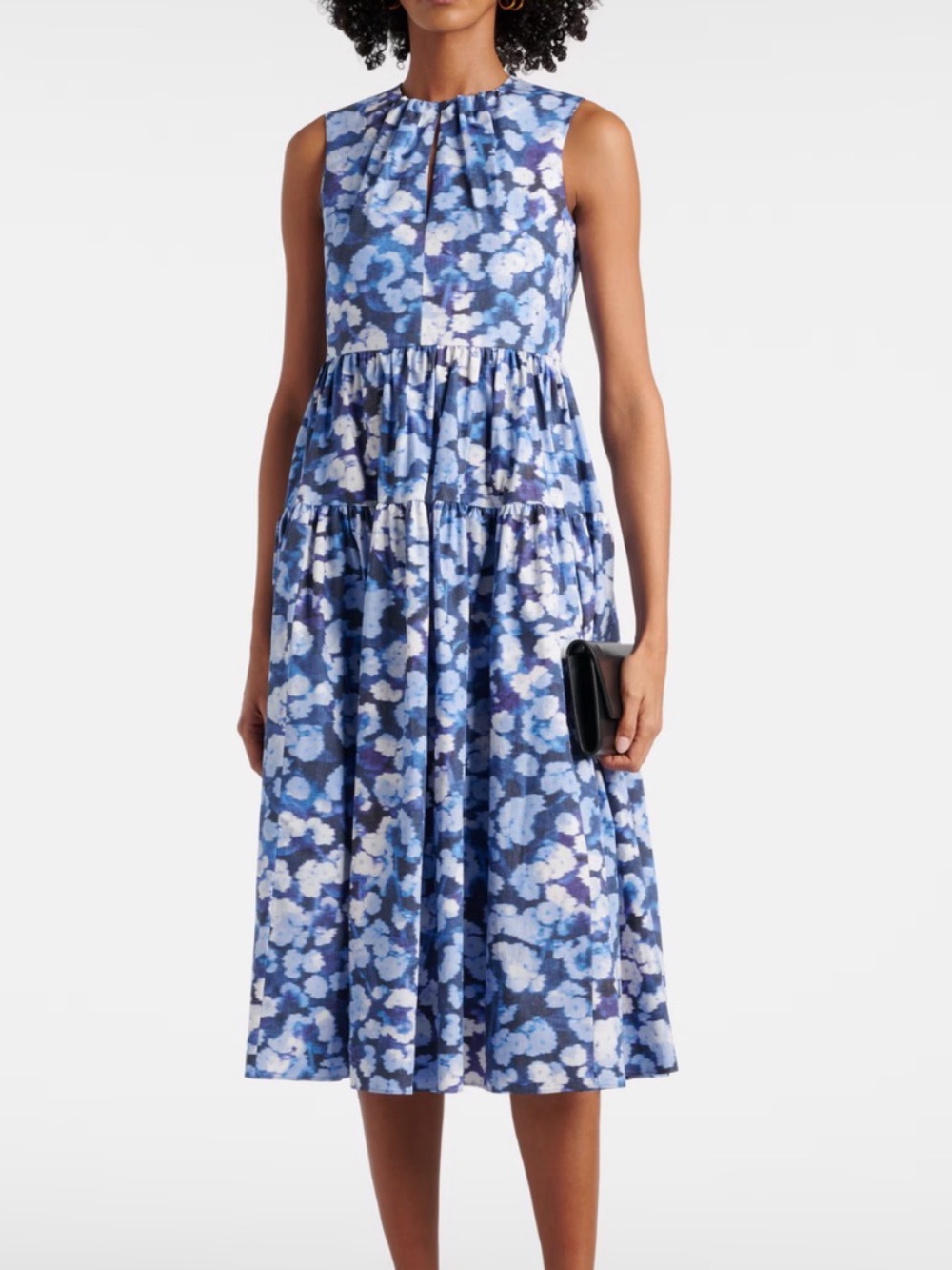 Erdem blue and white floral print dress